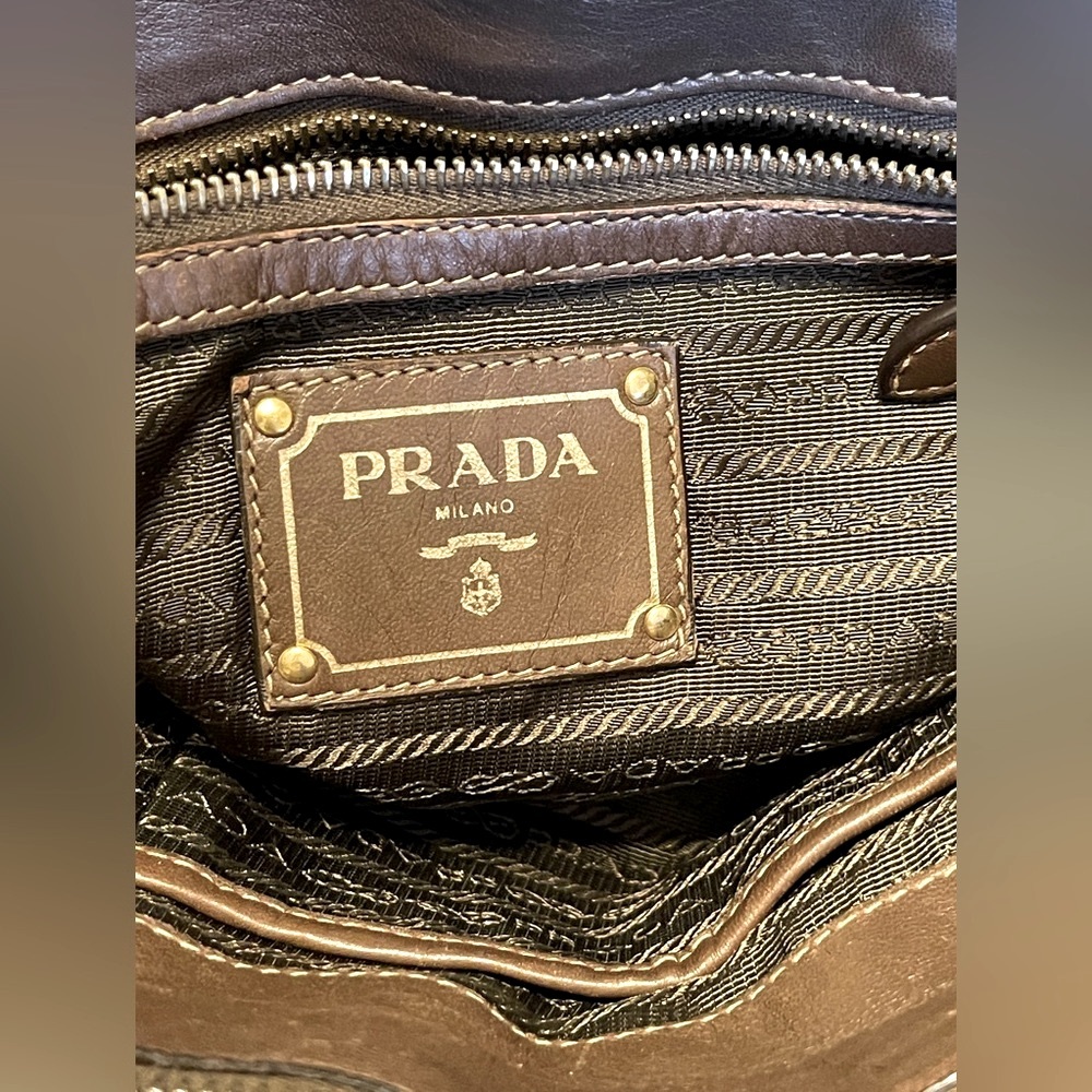 PRADA Gaufre Teal Blue Nylon Boho Leather Bag - Picture 6 of 9